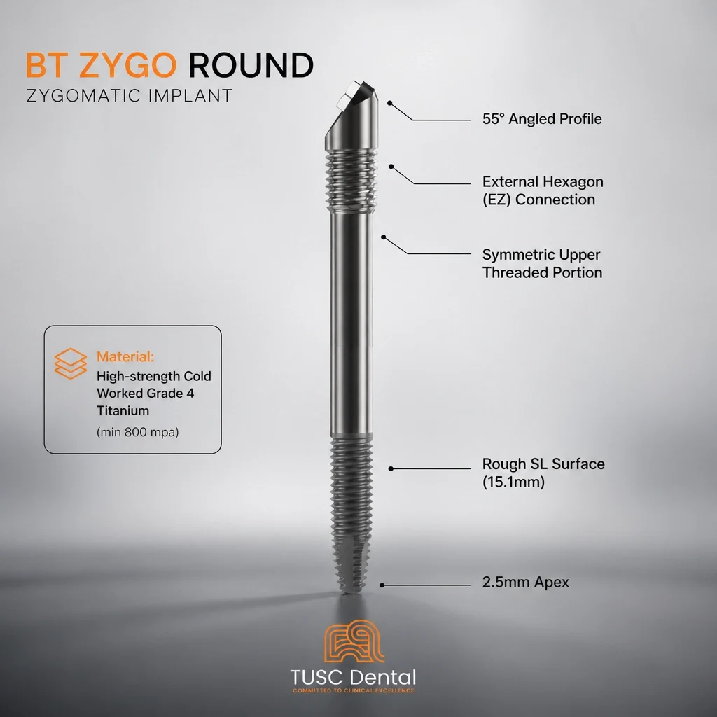 BT ZYGO ROUND 55° angled zygomatic implant technical artwork